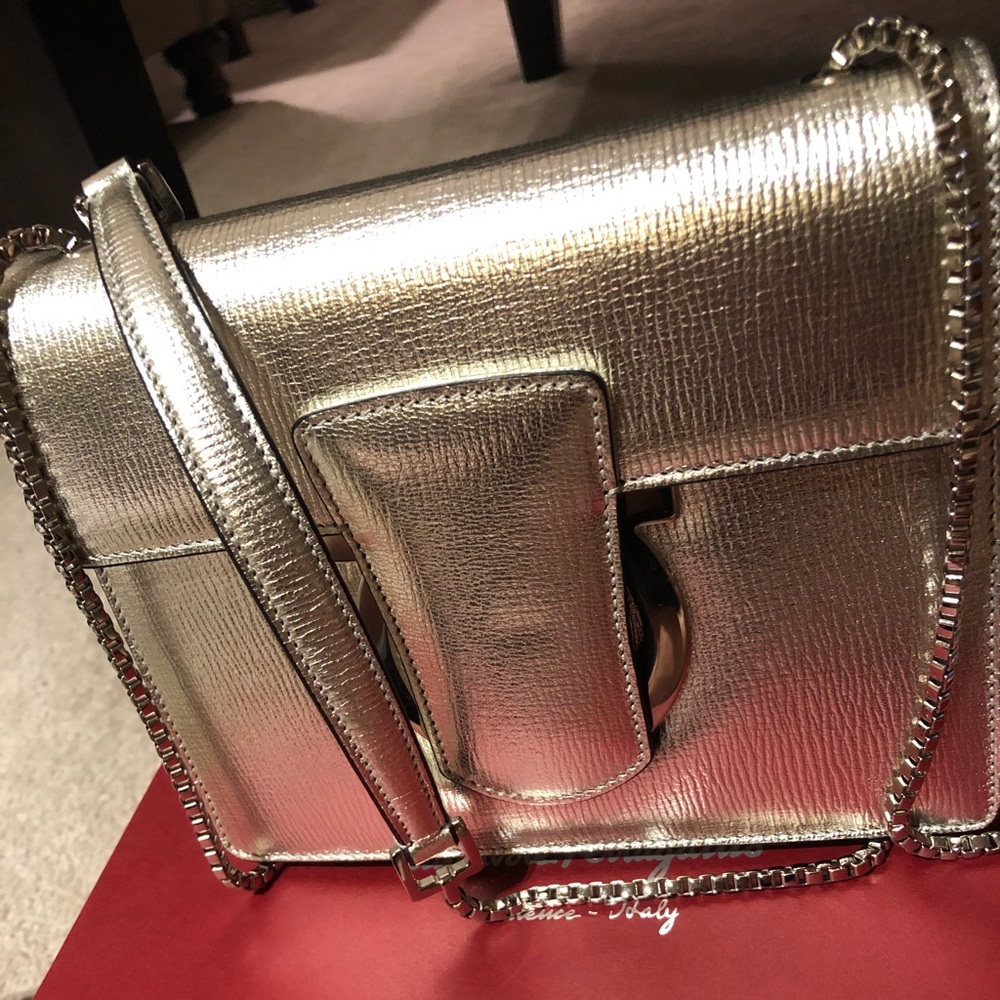 Silver Ferragamo Bag